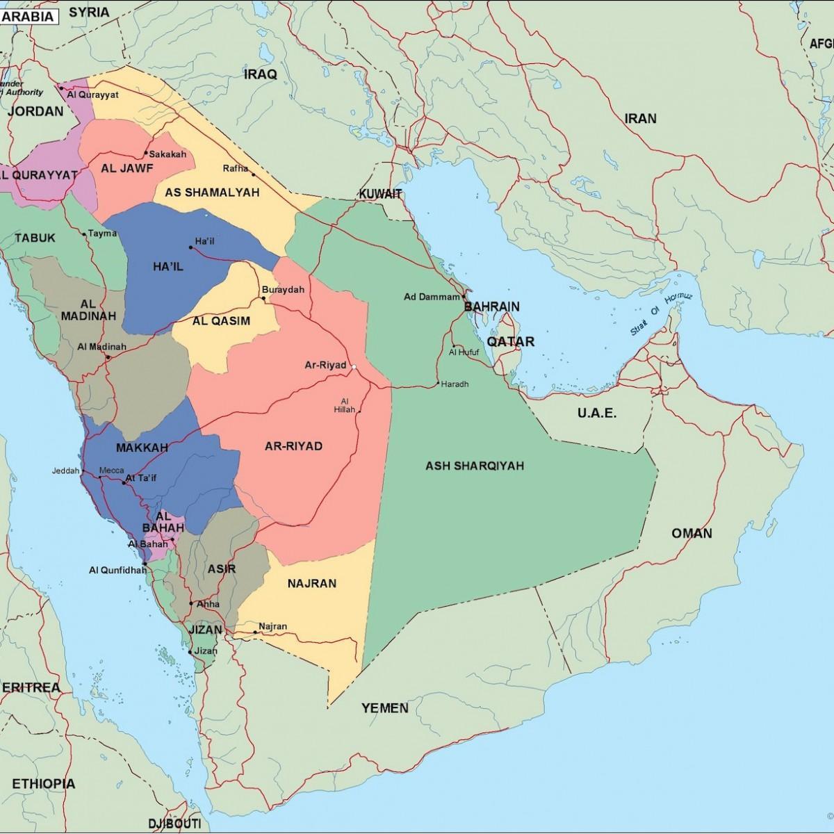 Карта Саудівської Аравії містах