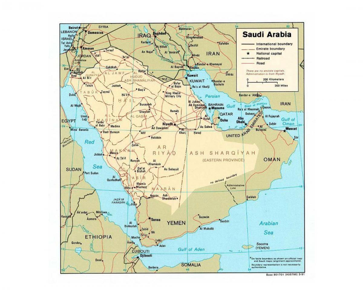 Саудівська Аравія мапа з великими містами